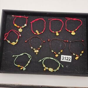 LUCKY STRING BRACELET LOT ASIAN INSPIRED JADE STYLE ADJUSTABLE BRACELETS